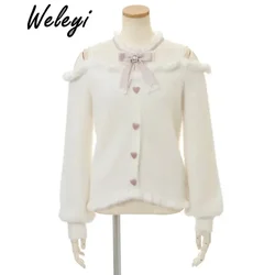 Sweet Japanese maglione women's Festival Mine Series spalla Baring Stringy cimosa Pullover pizzo Patchwork maglioni lavorati a maglia