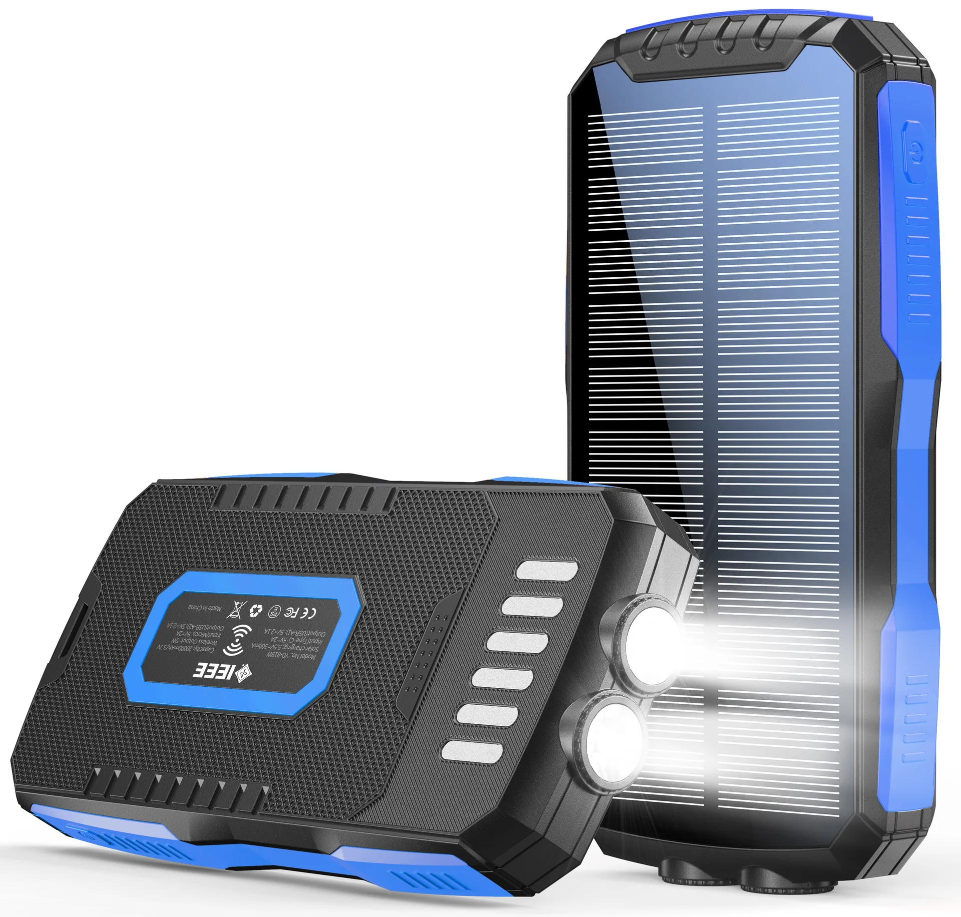 Solar Power Bank 30000mAh torcia a luce forte ricarica Wireless solare potenza Mobile impermeabile LEDusb luce da campeggio di emergenza