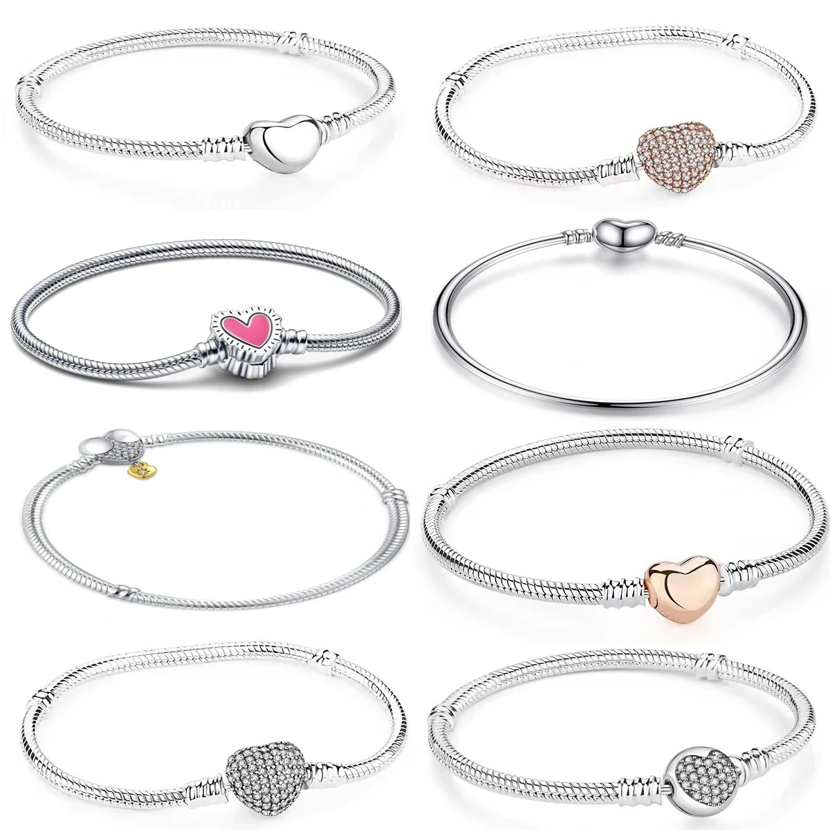 

2026 New 925 Silver Creative Heart-shaped Bracelet, Suitable for Middle-aged and Elderly Women. Exquisite Jewelry Wholesale Gift