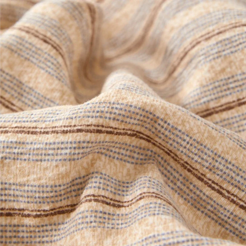 Double Layered Yarn Quilts Vintage Striped Checkered Printed Winter Thick Cotton Quilt Four Seasons Use Skin-friendly Breathe