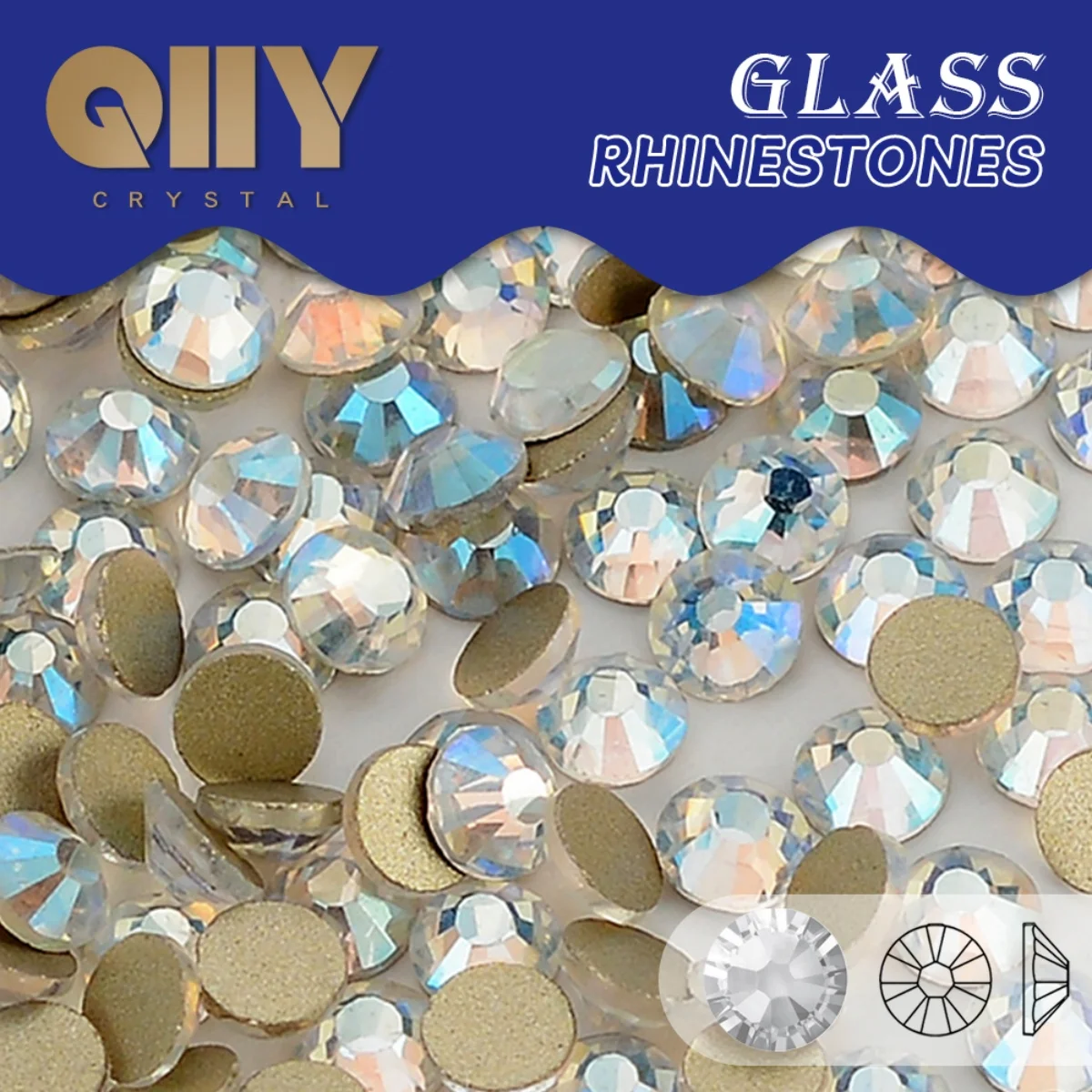 QIIY SS3-SS60 Blue Moonlight Non Hotfix Rhinestones High Quality Flatbase Crystal Wedding Dress Clothes Decoration Diamond