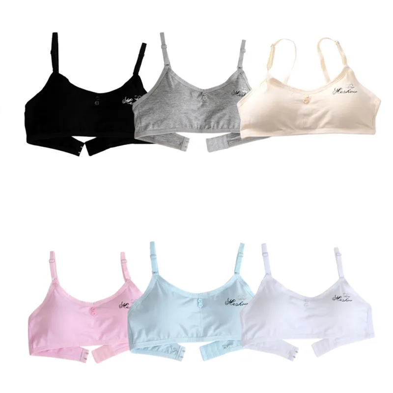 1PC Teen Girls Underwear Soft Padded Cotton Bra Young Children\'s Girls for Yoga Sports Running Breathable Bra For 12-18Y