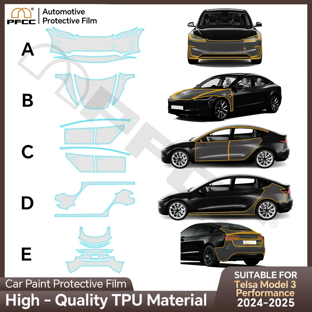 

For Tesla Model 3 Highland Performance 2024-2026 9Mil TPU Pre-Cut Clear PPF Car Body Paint Protection Film Anti-scratch Cover