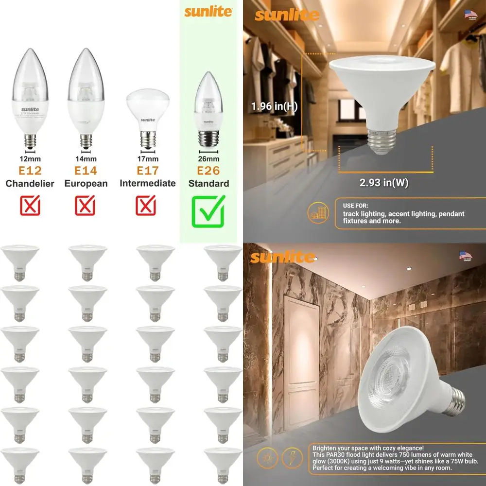 

9W LED Spotlight Bulb, 750 Lumens, Warm White, Dimmable, 24-Pack for Track Lighting