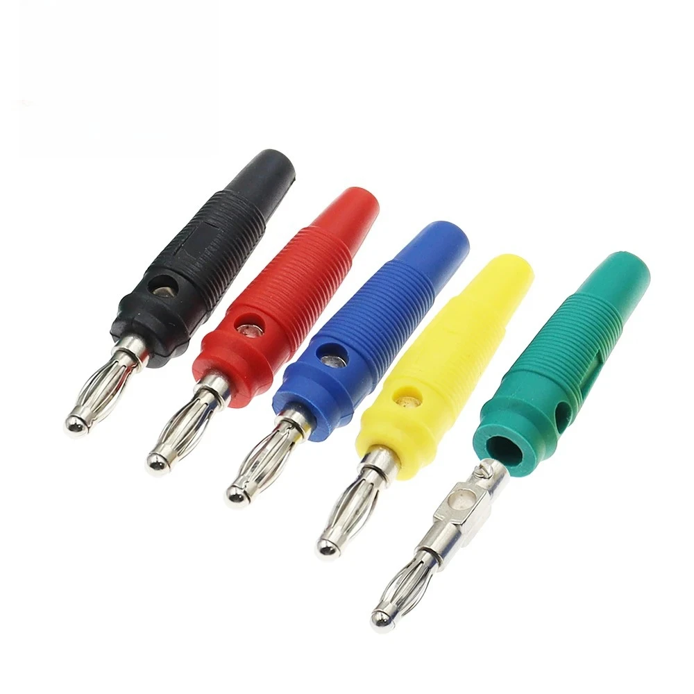 4MM Banana Plugs Connector Solderless Video Musical Speaker Stackable Cable Wire Pin Banana Plug Connectors Red Black Blue