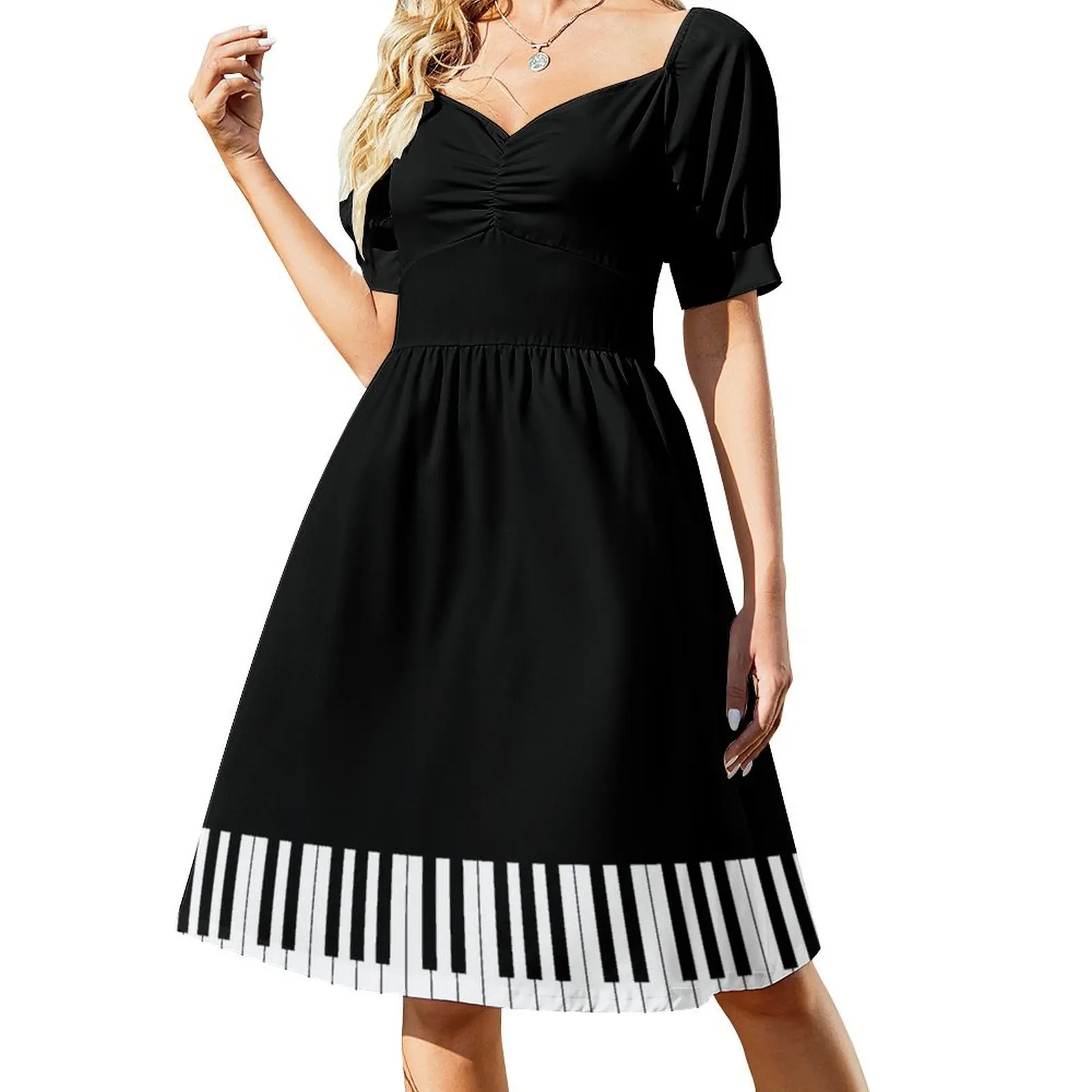 

Piano keys Black & white Short Sleeved Dress Beachwear dresses ladies 2025 summer summer dresses for women 2025 Dress