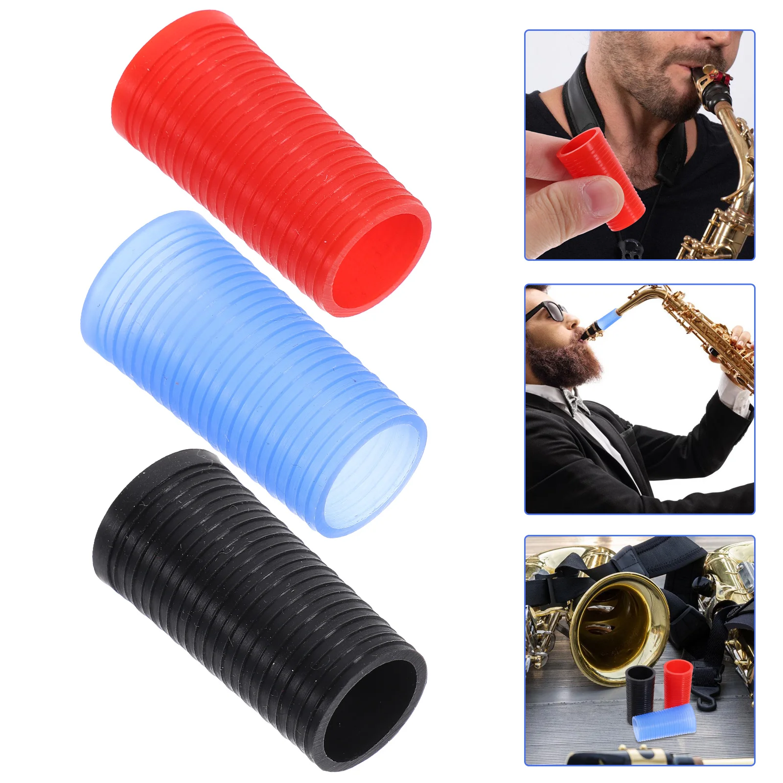 

3pcs Saxophone Neck Sleeves Silicone Repair Parts Alto Tenor Saxophone Accessories Leak Proof Sound Quality Improvement Durable