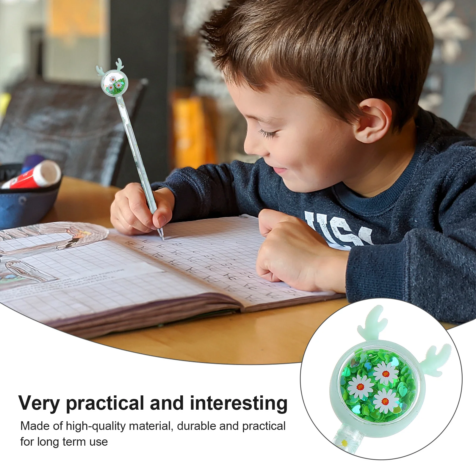 

12Pcs High-Quality Sequin Pens Round Smooth Holder Comfortable Grip Educational Gift Pens Student Stationery Marker Pen