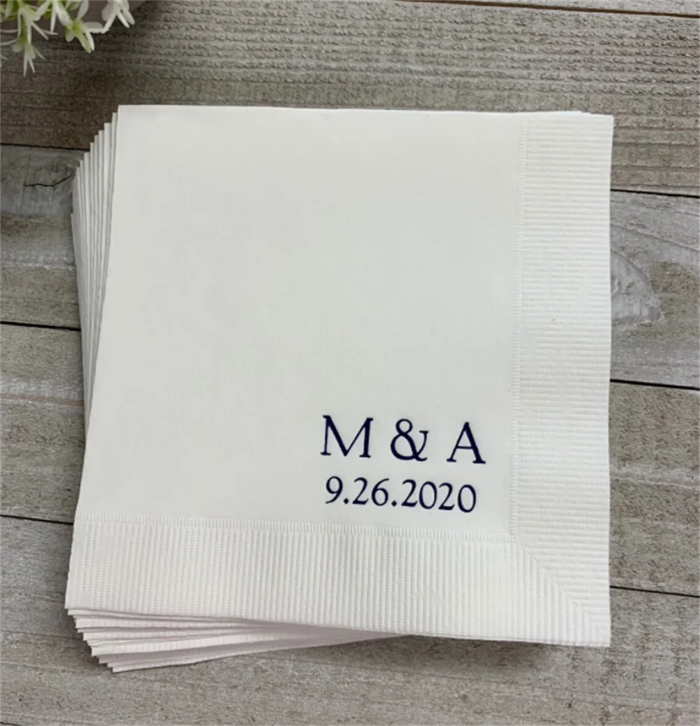 

50PCS Custom Pet Dog Wedding, Bridal Shower, Rehearsal Dinner, Engagement Party and Bar Cocktail Napkins