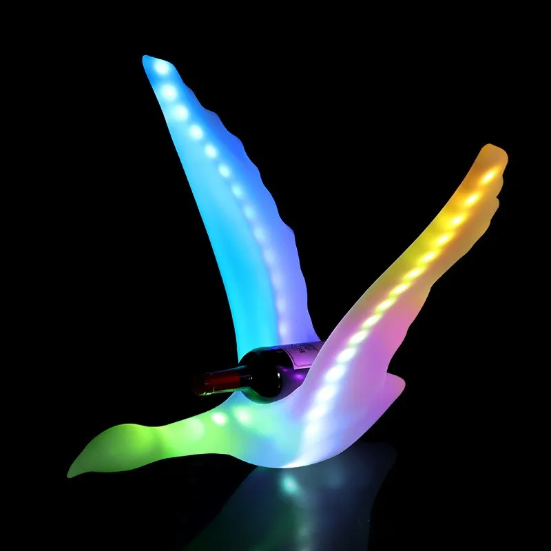 

NEW LED Luminous Swan Wine Bottle Presenter Rechargeable Champagne Glorifier Display Stand Wine Rack For Nightclub Party Lounge