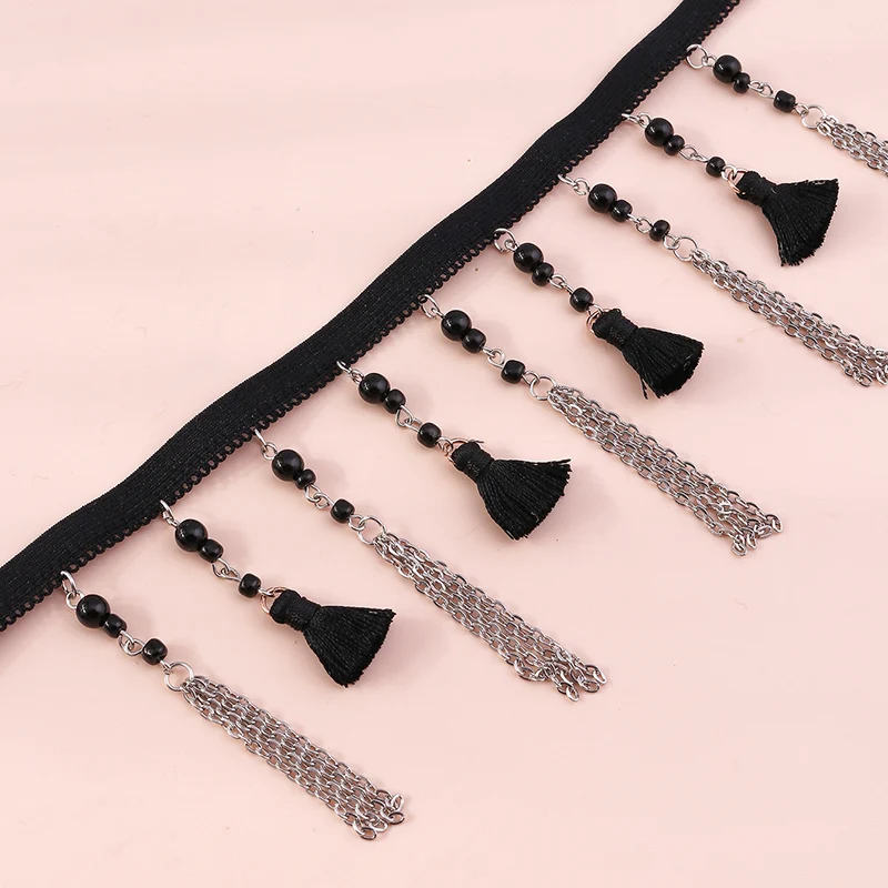 Aihua Gotische Viktorianische Schwarz-Rote Spitzen-Halskette für Damen und Mädchen, Boho Kristall-Quasten Sexy Spitzen-Choker, Steampunk Dark Loli Stil Schmuck – Detail 6