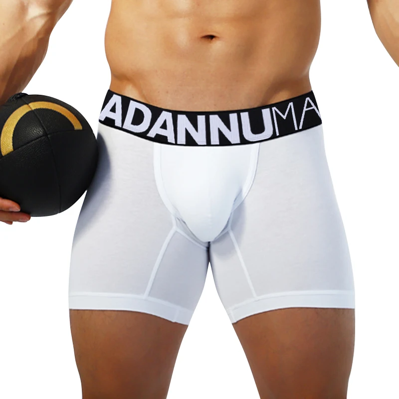 ADANNU Boxer lunghi Mutande da uomo sexy Boxer in cotone Slim Intimo da uomo Pantaloncini U Pouch Boxer morbidi Uomo Moda Fitness Mutandine