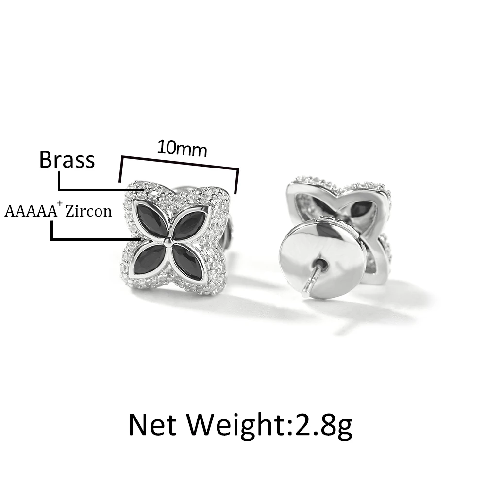 UWIN Iced Clover Earrings for Women Green/Black/White CZ Four Leaves Cubic Zirconia Stud Earrings Fashion Jewelry