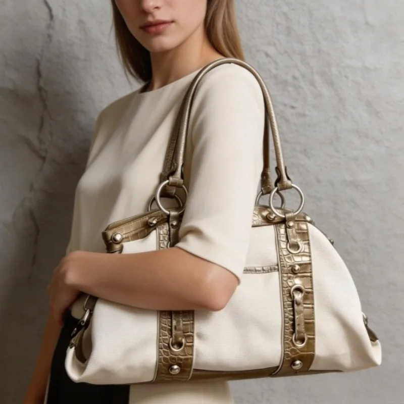 

Chic Large Capacity Handbags Patchwork Designer Bag Women Underarm Messenger Bag Contrasting Color Shoulder Bag Casual Y2k Bags