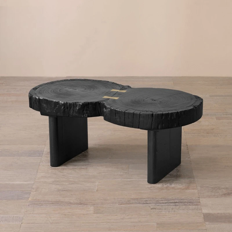 Splicing round cake coffee table, Japanese-style wabi-sabi log coffee table, furniture