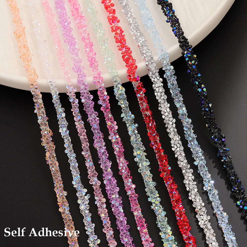 

500cm Self-adhesive Resin rhinestones stickers Jelly Color Crystal Diamond Ribbon for DIY Arts Crafts DIY Event Car Phone Decors