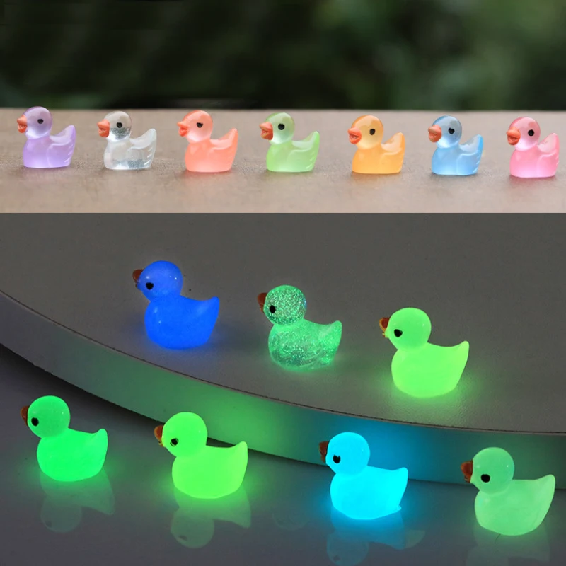 Miniature Color Luminous Small Ducks Model DIY Sand Table Landscape Cute Decorative Accessories Mixed 10Pcs Diorama Kits