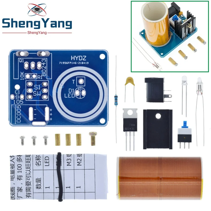 TZT BD243 Mini Tesla Coil Kit Magic Props DIY Parts Empty Lights Technology Diy Electronics BD243C DIY Mini Tesla Coil Module image 4