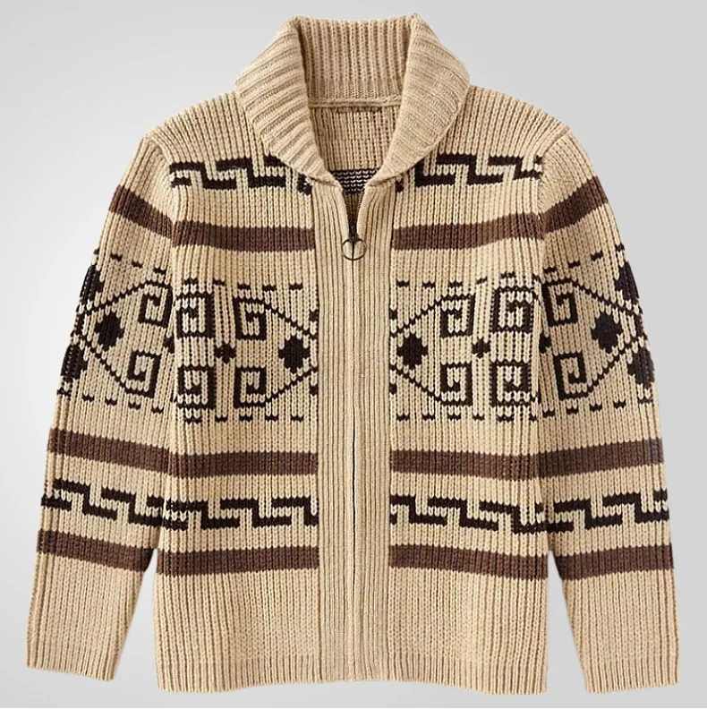Herren Herbst Winter Mode Strickjacke Jacke Slim Fit Langarm Strickpullover mit stilvollem Revers Design lässig elegant Out – Detail 6