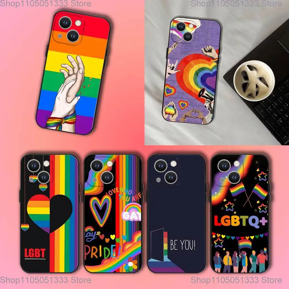 

L-Lesbian LGBT Rainbow Pride Phone Case For iPhone 17,16,15,14,13,12,11,Pro,XS,Max,XR,Plus,E,SE4,Mini Black Soft Cover