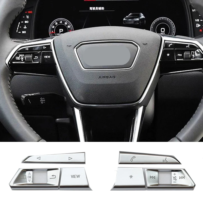

For Audi A3 A4 B9 A5 A6 A7 Q5 2017-2019 Chrome Steering Wheel Buttons Decoration Cover Sticker Sequins Trim Car Interior Auto