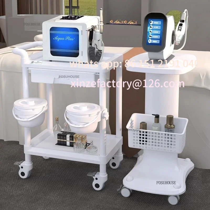 عربات صالون بلاستيكية أوروبية قابلة للتخصيص، عربة أدوات مساعدة، معدات أدوات صالون التجميل