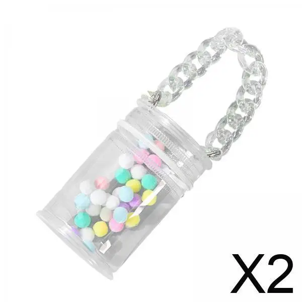 

Clear PVC Doll Storage Bag Mini Figure Display Pouch with Chain for 20cm Plush Doll Accessories Organizer