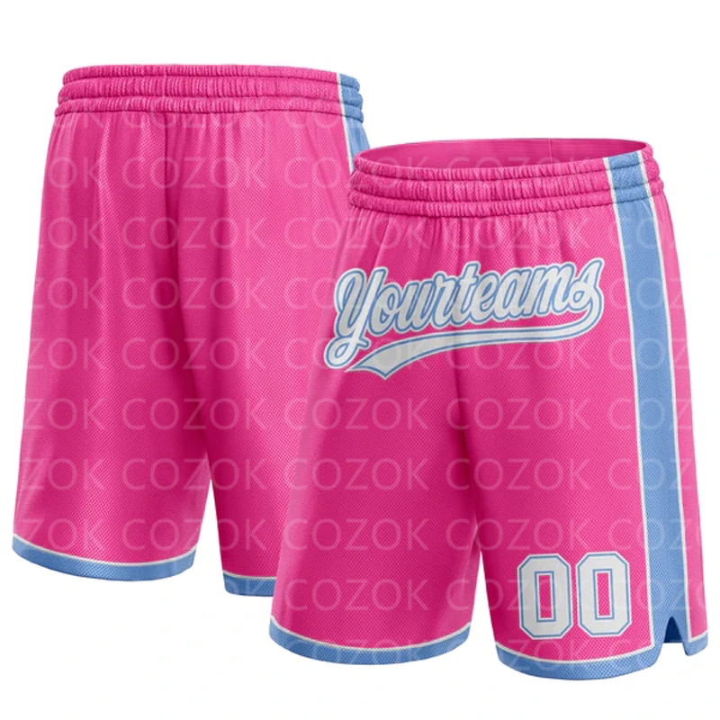 Custom Pink Authentic Basketball Shorts 3D Printed Men Shorts Name Mumber Quick Drying Beach Shorts