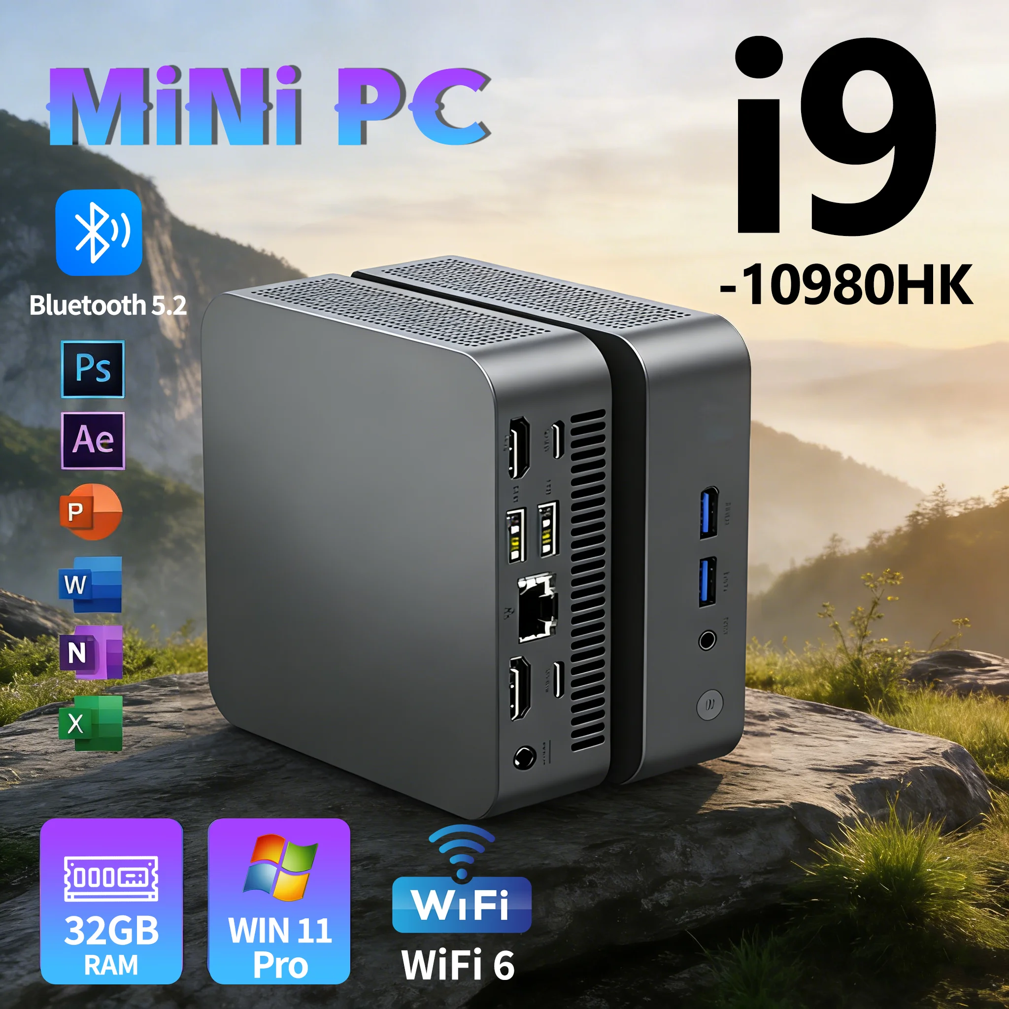 Portable New Windows 11 MINI PC Intel Core I9 10980HK MINI PC 16GB 32GB DDR4 2048GB SSD WIFI 6 BT5.2 Gaming MINI PC