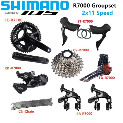 Shimano 105 R7000 Groupset FC-R7100 Crankset CS-R7000 Chain Shifter ST-R7000 Brake Caliper RD Front Derailleur For Road Bike