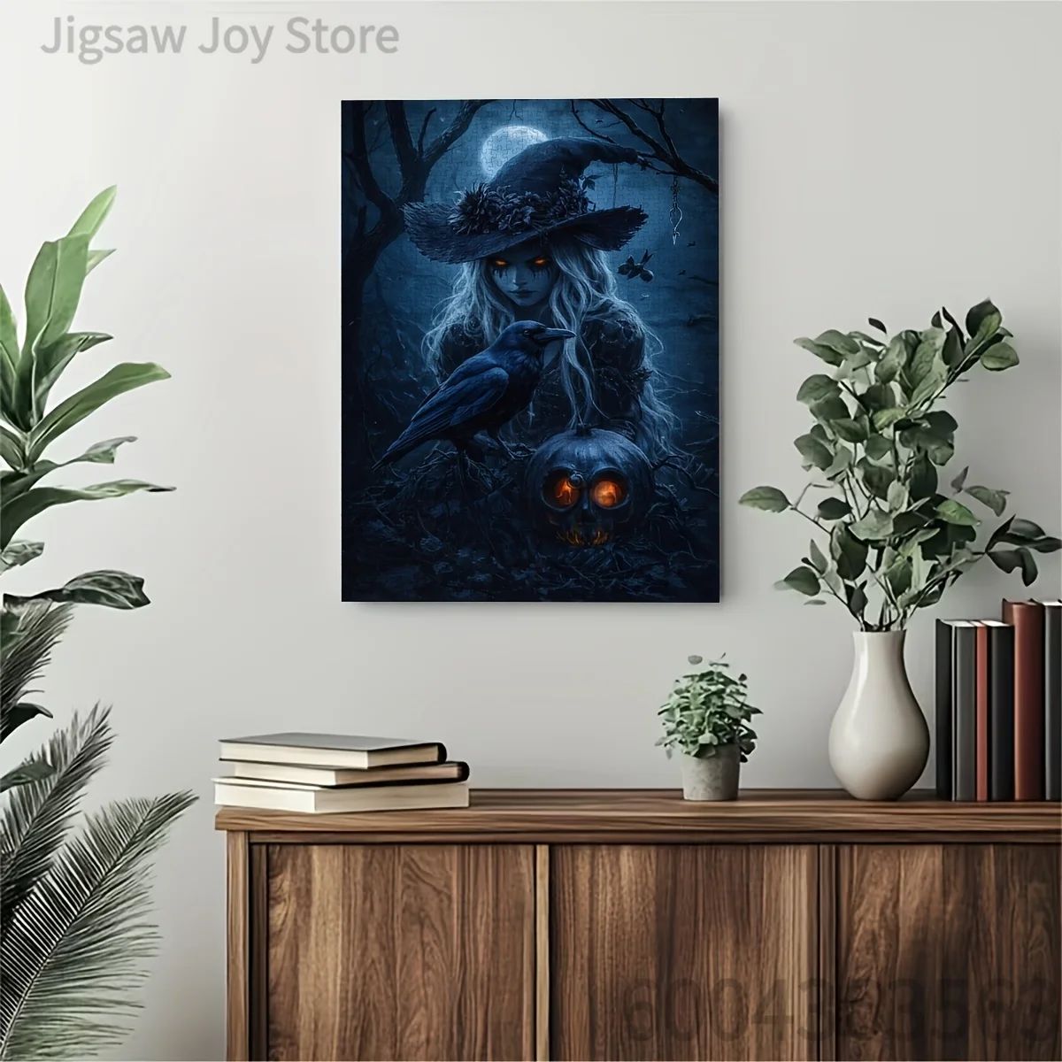 Dark Gothic Witch Jigsaw Puzzle, Haunted Castle Bat Moon Artwork, 500/1000/1200/2000P Paper Puzzle for Halloween Party Gift