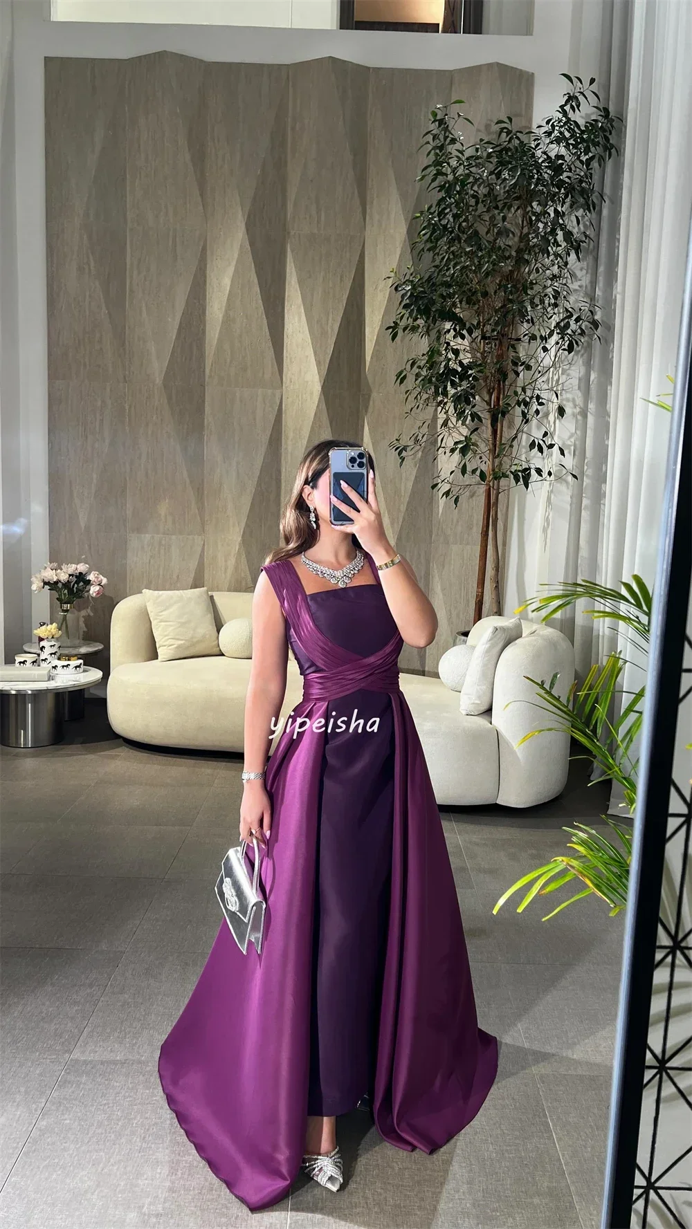 Customized Exquisite Ruched A-line Square Neck Long Dresses Quinceanera Dresses Modern Style Pastrol Unisex Chinese Style Formal