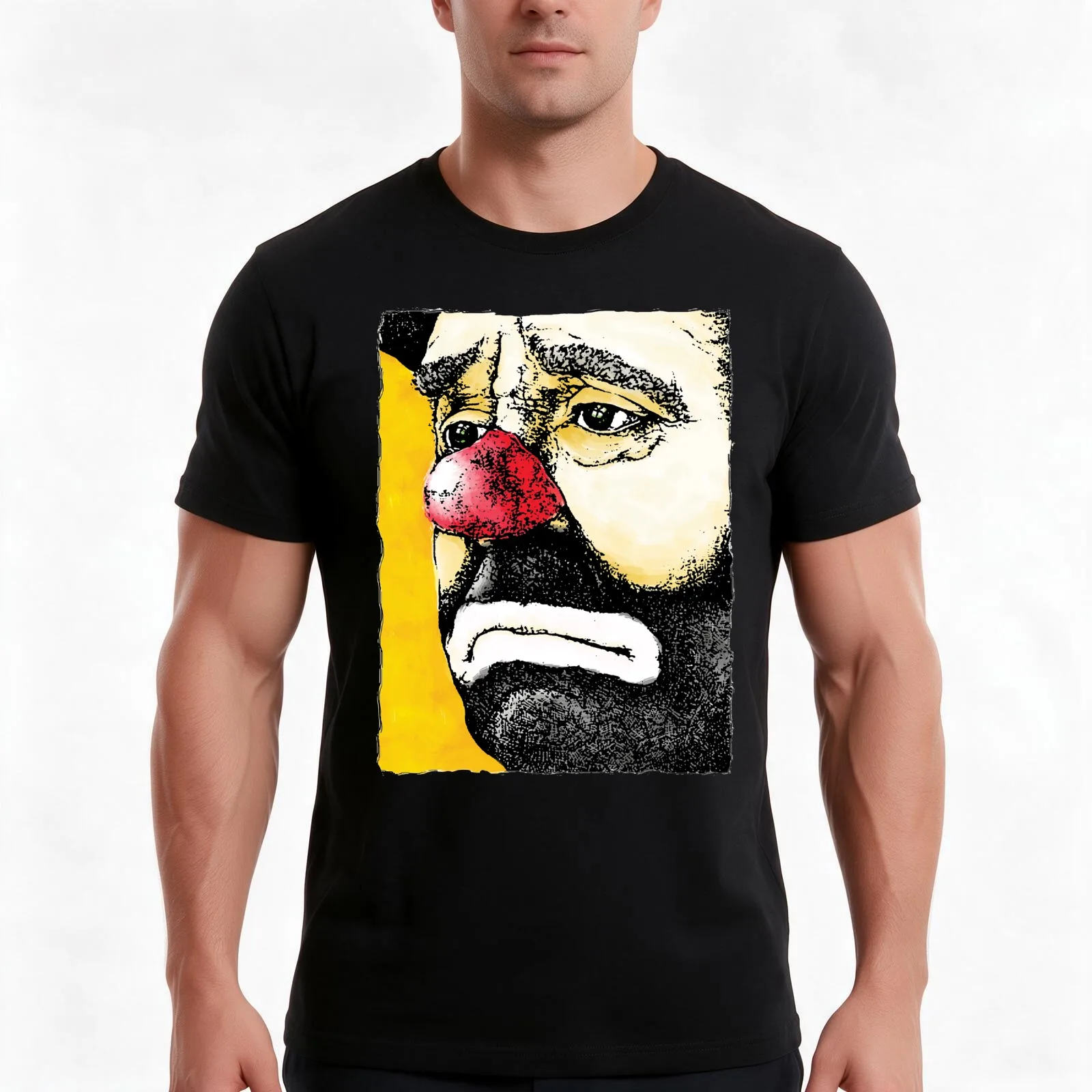 The Sad Clown T-Shirt, Summer Casual Cotton Tee, Oversized Streetwear Tops, Vintage Graphic Print, Loose Fit Short Sleeve