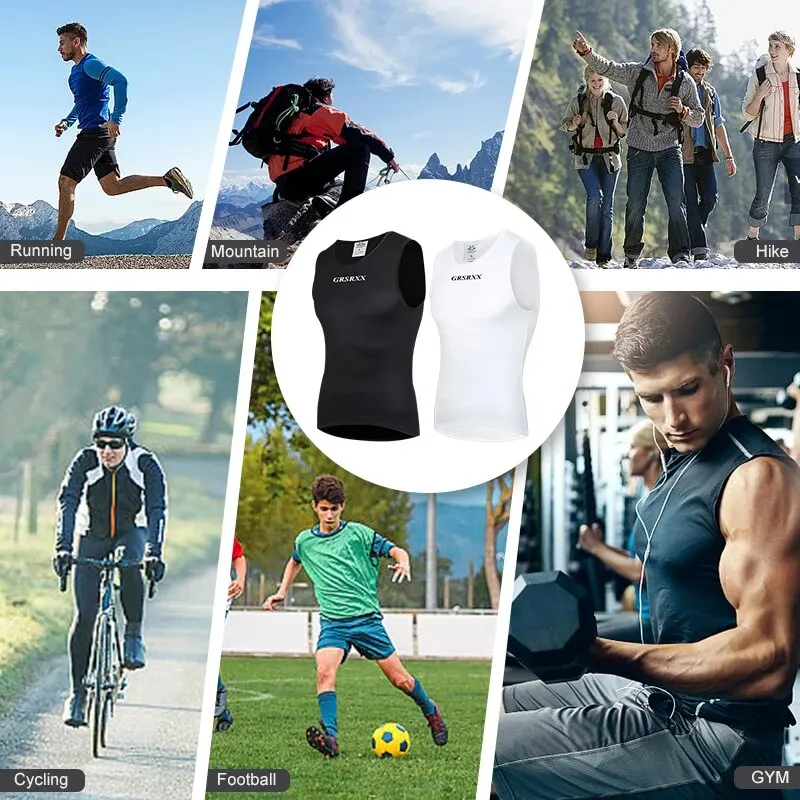 GRSRXX Winter Cycling Base Layer Sleeveless Fleece Sports Bike Jerseys Shirt Warm Bike Underwear Bicycle Vest For Men Women