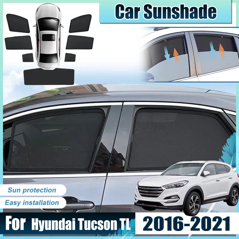 

Аксессуары для Hyundai Tucson TL 2016-2021: солнцезащитные шторки для передних и задних окон, защита от УФ-излучения, светоотражающие сетчатые экраны, солнцезащитные козырьки.