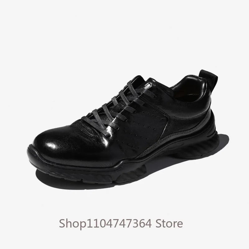 Designer Casual Shoes Men Genuine Leather Sneakers Thick Sole Breathable Lace Up Sport Walking High Quality Shoes Male Oxfords