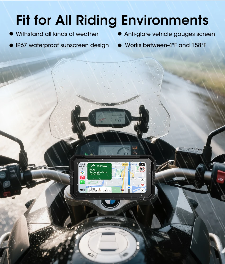 Srnubi Carplay Motorrad für BMW R1200GS/ R1250GS/ R1300GS /S1000XR Moto Navigationsdisplay Android Auto IPX7 Wasserdicht – Detail 9