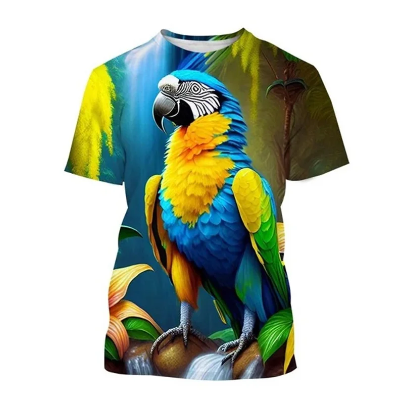 

3D Cute Animal Parrots Printed T Shirt Psittaciformes Graphic T-shirts For Men Kid Fashion Funny Tee Shirts Harajuku Clothes Top