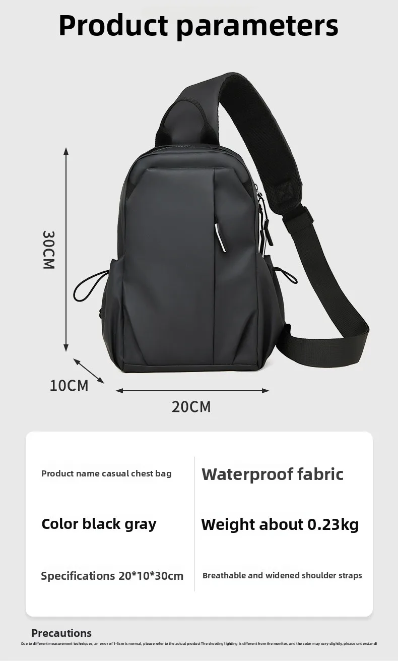 New Men's Chest Bag, Fashionable and Sporty Crossbody Bag, Lightweight and Water-resistant, Large-capacity Single-shoulder Bag