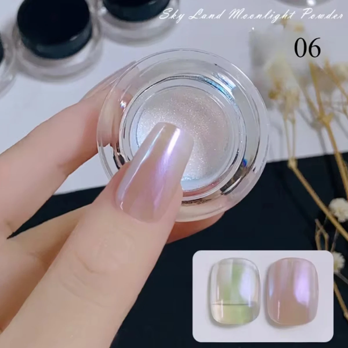 1/6 pezzi polvere per specchio magico per unghie polvere al chiaro di luna struttura metallica Aurora Sparkle Pearl creazione di nail art salone di casa fai da te Y2K