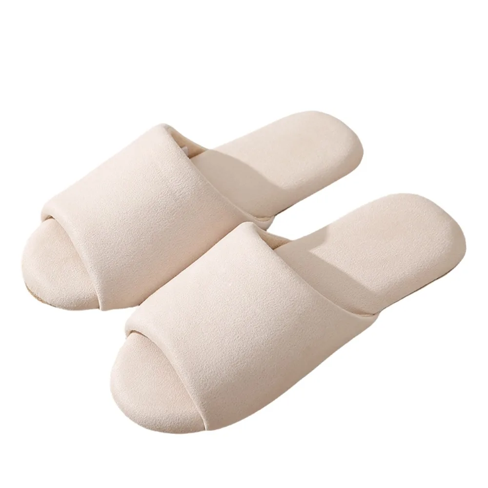 

Elegant Japanese Style Suede Nap Slippers Casual Open Toed Silent Soles Slippers Soft House Shoes Slide Slippers Female
