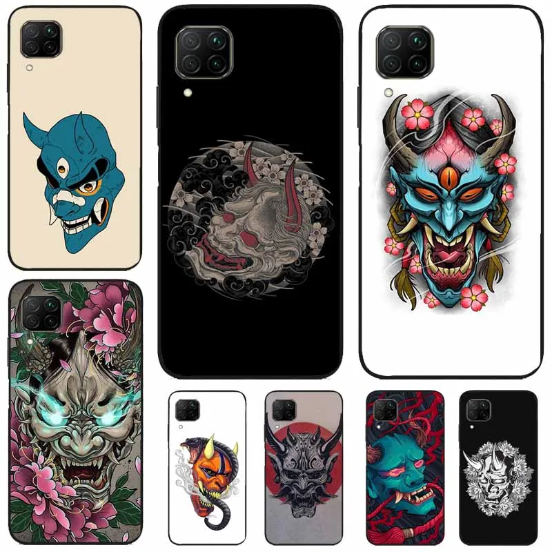 Japanese Oni Hannya Demon Mask For Huawei Nova Y91 Y90 Y61 Y60 Y70 5T Nova 9 10 SE 11 3i 7i 8i P20 P40 Lite P30 Pro Case