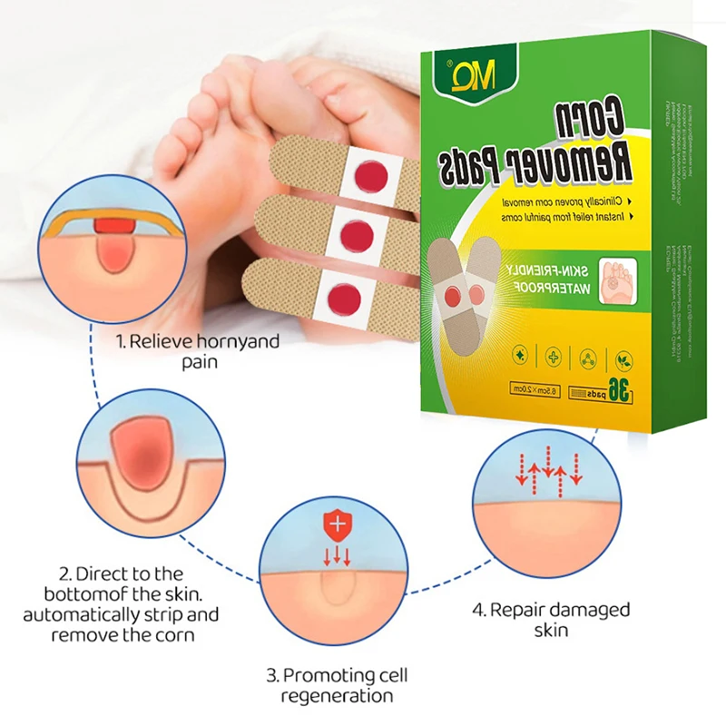 36PCS Foot Care Sticker  Patch Corn Removal Pads Curative Patches Calluses Remove Callosity Detox Summer Foot Care Tools