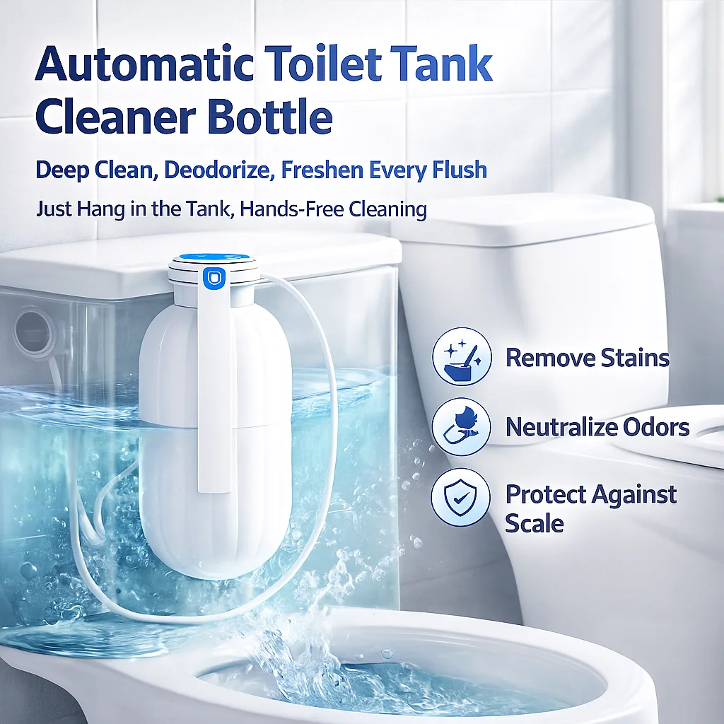1PC Automatic Toilet Tank Cleaner Bottle, Hands-Free Blue Liquid Dispenser, Deep Cleaning & Deodorizing Toilet Bowl, Long-Lastin