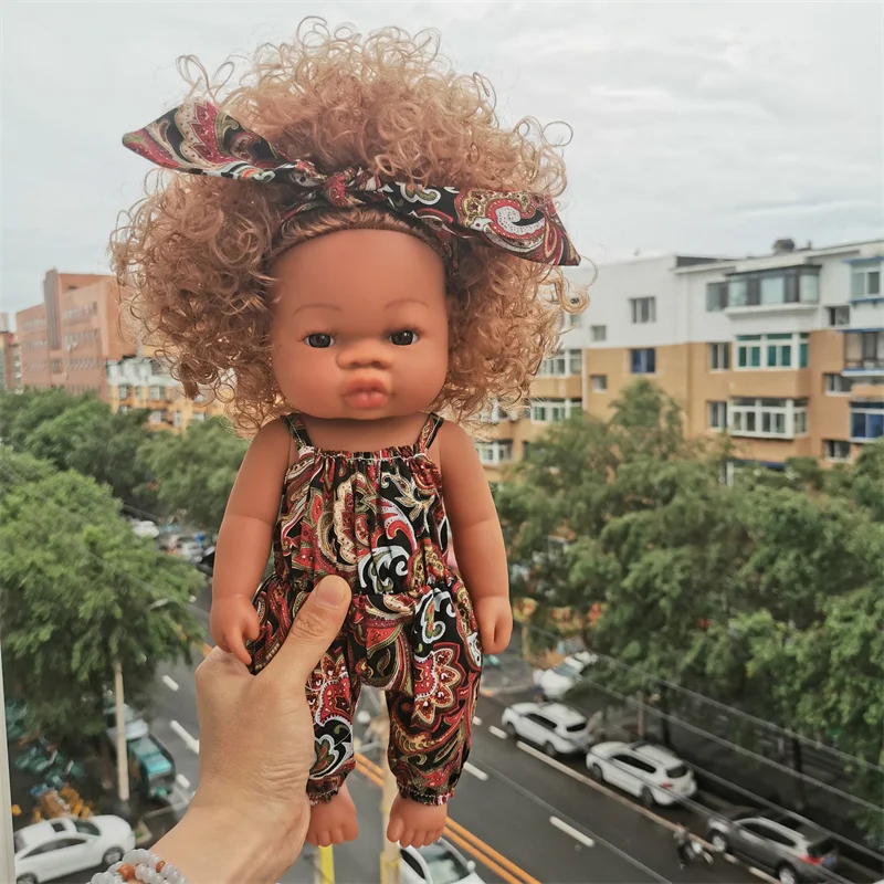 35 cm Neonato Reborn Bambola Africana Simulazione Del Bambino Morbido Vinile Bambini Giocattoli Realistici Di Natale Di Compleanno Giocattoli Bambole per Neonati