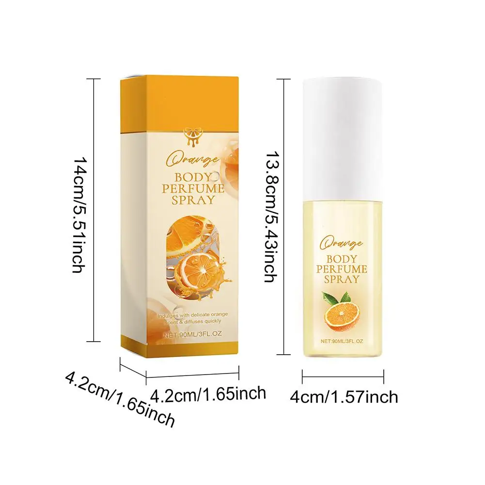 Perfume corporal naranja de 90ml, Perfume de fragancia naranja para mujer, fragancia ligera fresca de larga duración, Perfume en aerosol de feromonas