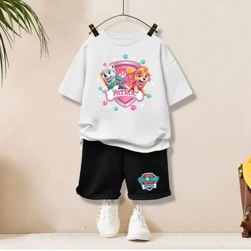 باو باترول الطفل تي شيرت مجموعة الكرتون سكاي طباعة السراويل قطعتين دعوى بنين بنات الصيف بلايز عادية أنيمي الاطفال الملابس هدية #4