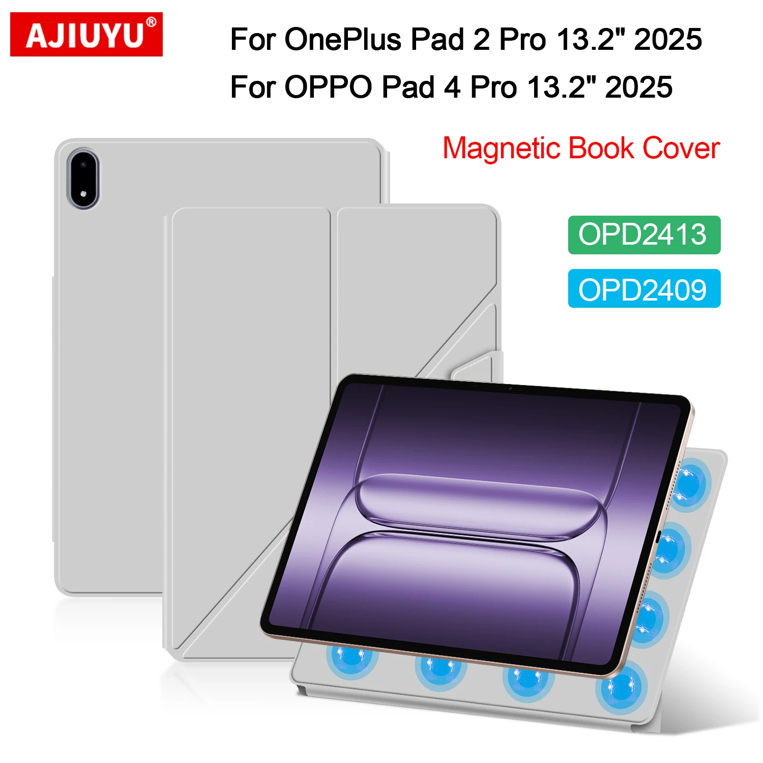

Смарт-магнитный чехол AJIUYU для OPPO Pad 4 PRO 13,2-дюймовый откидной чехол-подставка из искусственной кожи для OnePlus Pad 2 Pro 2025 13,2-дюймовый чехол для планшета