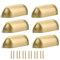 6 tiradores dorados cepillados para cajones de cocina, tiradores para armarios, herrajes de latón para muebles