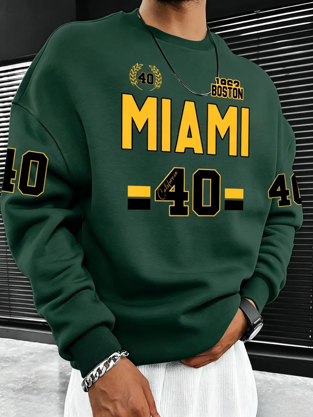 American retro men's autumn Boston letter print soft and comfortable round neck long sleeved T-shirt outdoor sports top